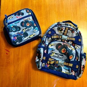 Pottery Barn Monster Truck Backpack and Lunchbox Set